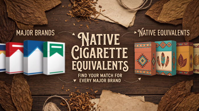 Cartons of canadian, canadian classics and playfare's native cigarettes arranged beside mainstream canadian cigarette packs