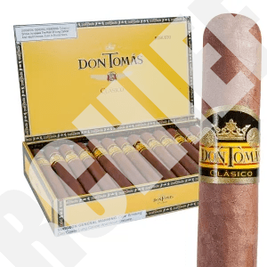 Don-Tomas-Cigars-Clasico-Robusto-Full-Box-Open-with-Single-Cigar