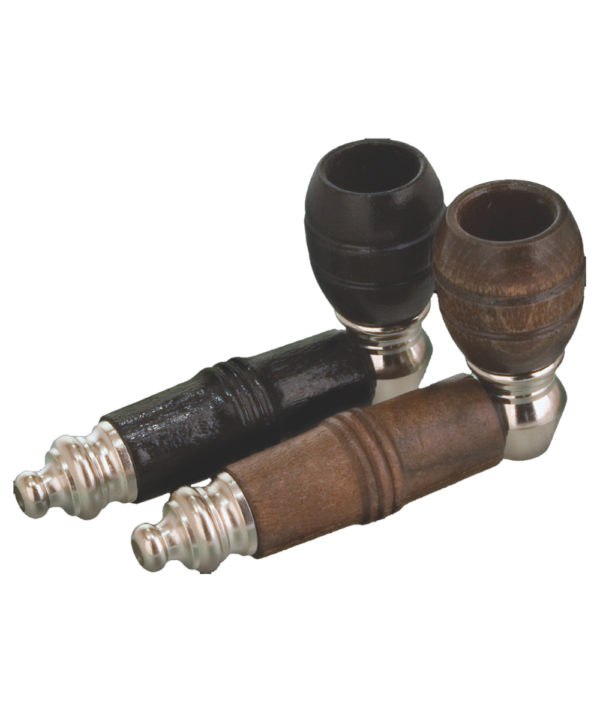 Metal Pipe With Wood Bowl & Sleeve